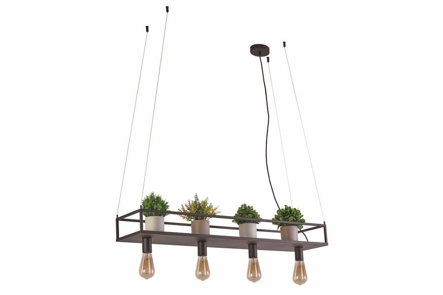 FIORE závesné svietidlo matné čierne  4xE27/40W, výška: 120cm